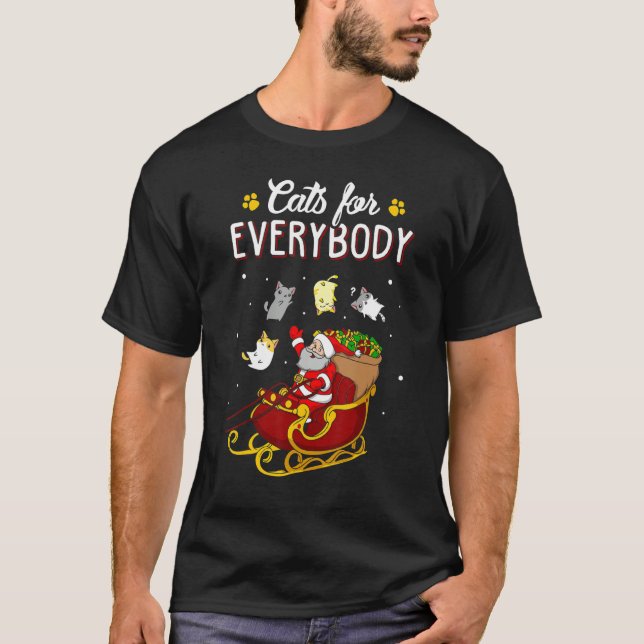 Cats For Everybody Ugly Christmas Cat T Shirt (Framsida)