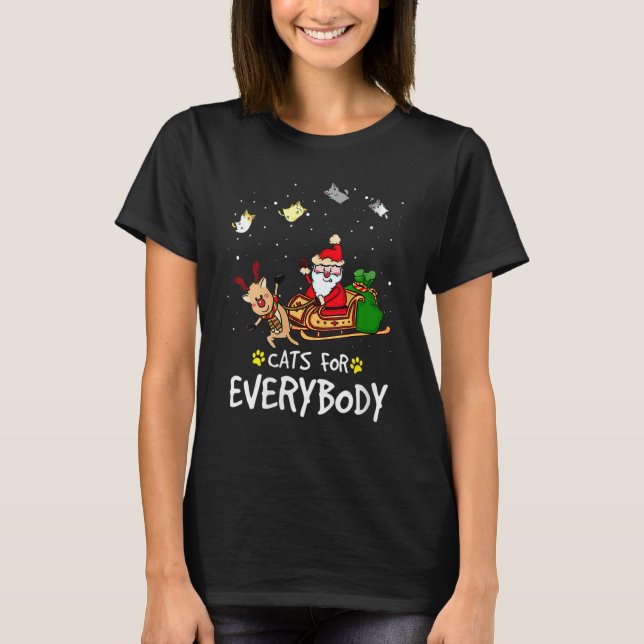 Cats For Everybody Ugly Christmas Xmas  Cat T Shirt (Framsida)