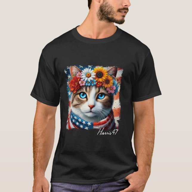 Cats for Kamala Harris 2024 President 47 T Shirt (Framsida)