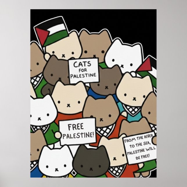Cats for Palestine – Kawaii Cats for Justice Poster (Framsidan)
