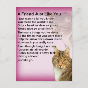 Cats Friend Dikt Vykort