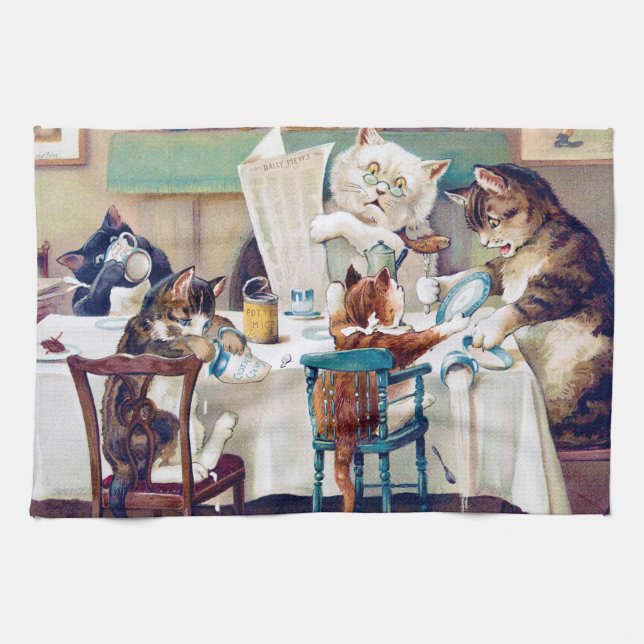 Cats frukost, Louis Wain Kökshandduk (Horisontell)