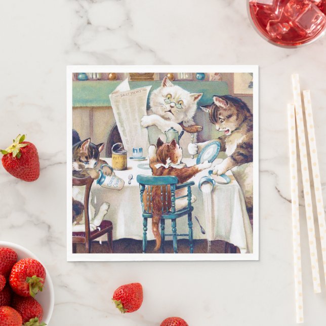Cats frukost Time, Louis Wain Pappersservett (Insitu)
