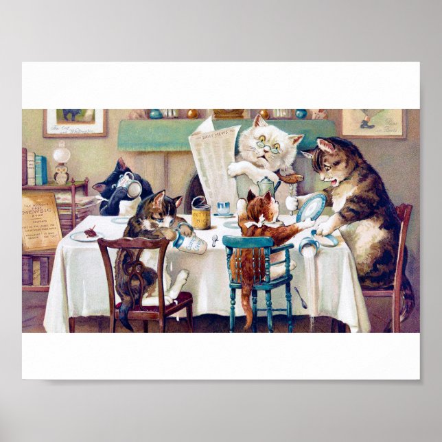 Cats frukost Time, Louis Wain Poster (Framsidan)