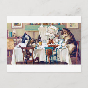 Cats frukost Time, Louis Wain Vykort