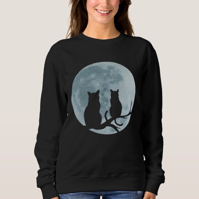Cats Full Moon Cute Kitten Girls Cats Love T Shirt (Framsida)