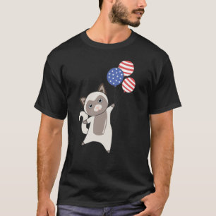 Cats Funny Cat 4:e juli amerikanska Flagga T Shirt
