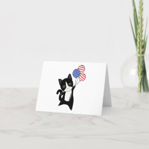 Cats Funny Cat 4:e juli amerikanska Flagga Tack Kort