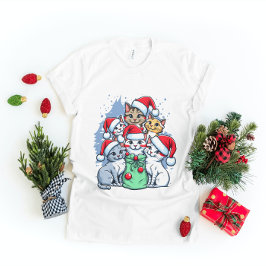 Cats God jul, Meowy-jul, Lustigt gift T Shirt