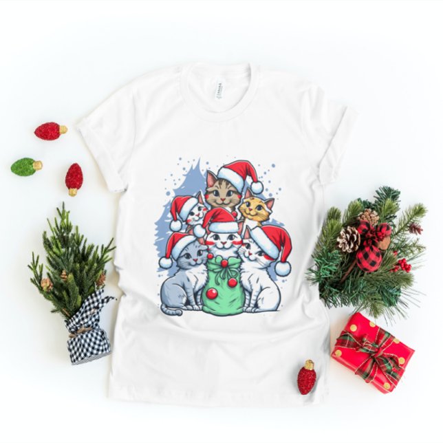 Cats God jul, Meowy-jul, Lustigt gift T Shirt (Skapare uppladdad)
