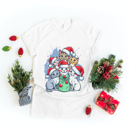 Cats God jul, Meowy-jul, Lustigt gift T Shirt