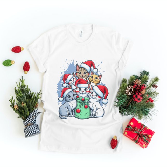 Cats God jul, Meowy-jul, Lustigt gift T Shirt (Skapare uppladdad)