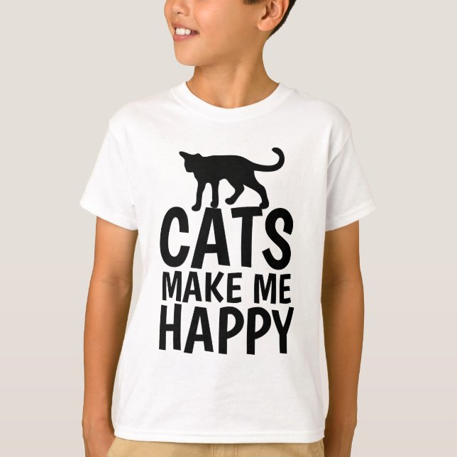 CATS GÖR MIG LYCKLIG, Kids Cat T-shirts (Framsida)
