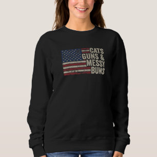 Cats Guns Messy Buns - Womens USA flagga Pro Gun C T Shirt