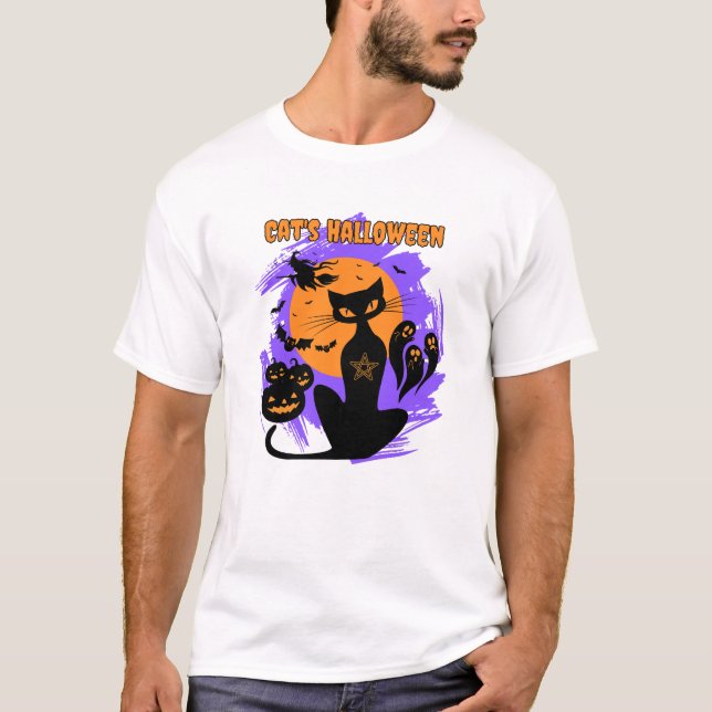 Cats Halloween T Shirt (Framsida)