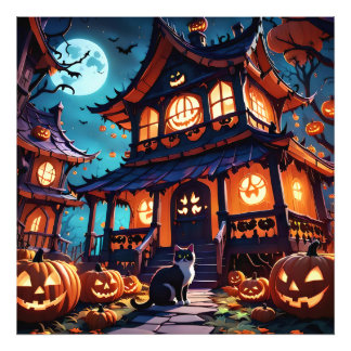 Cats Haunted Roligt House Fototryck