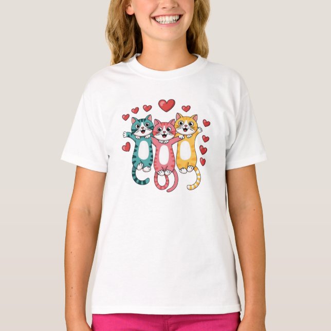Cats Hearts T Shirt (Framsida)