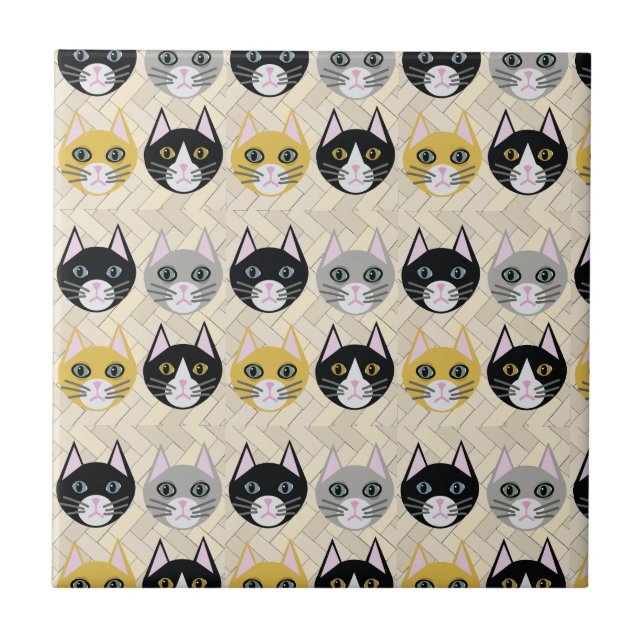Cats Herringbone Beige Kakelplatta (Framsidan)