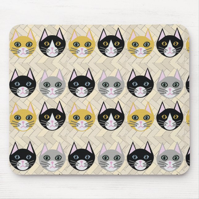 Cats Herringbone Beige Musmatta (Framsidan)