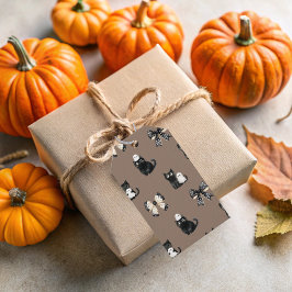 Cats Holding Spöken på Brown Halloween Gift Bag Presentetikett
