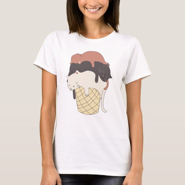 Cats Ice Cream Cute Funy T Shirt (Framsida)