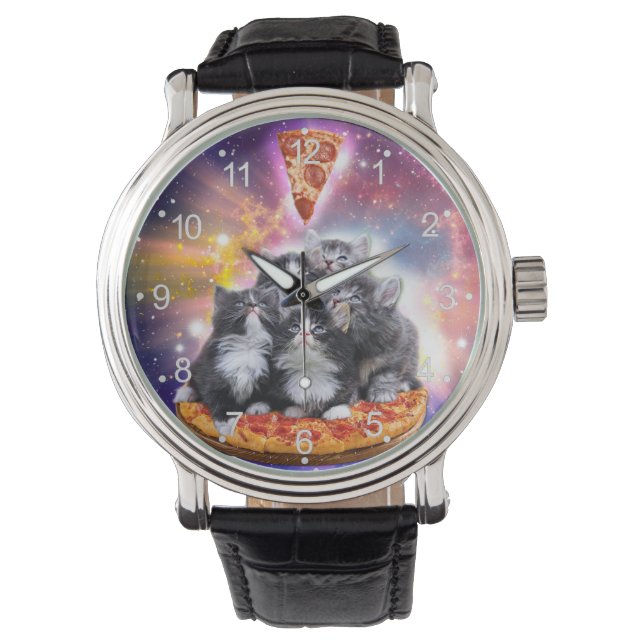 Cats Illuminatis och pizza Armbandsur (Framsida)