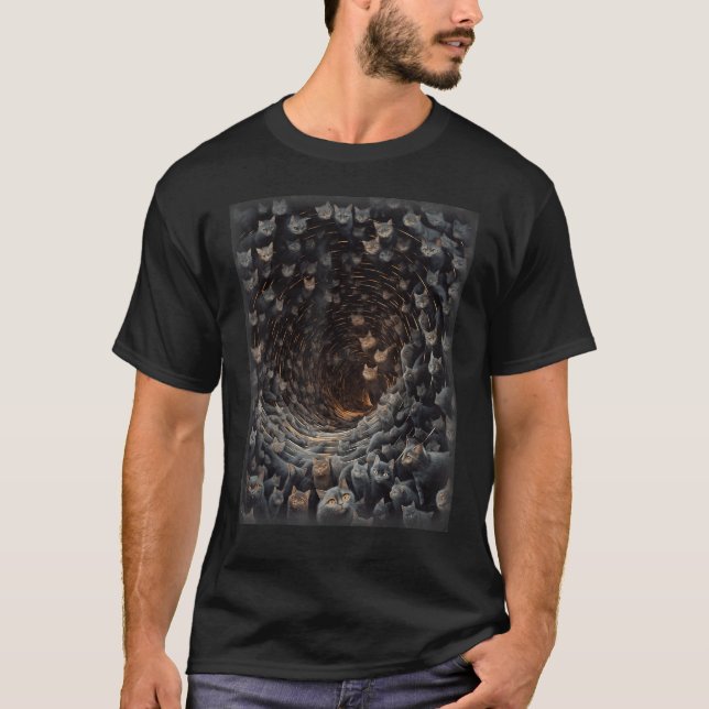 Cats in Black Hole  Cat  Cat Mom Cat Dad Men Women T Shirt (Framsida)