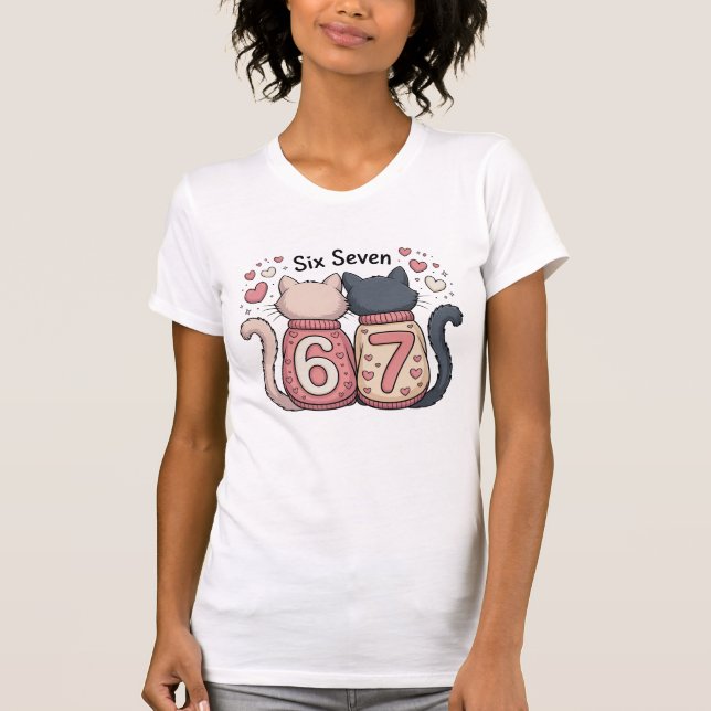 Cats in Love 6 7 Trendy Six Seven  T Shirt (Framsida)