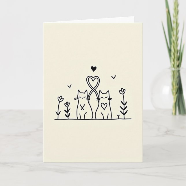Cats In Love Heart Card Kort (Framsida)