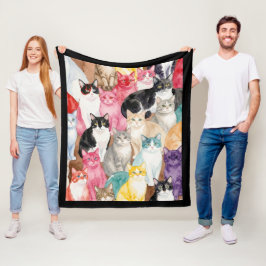 Cats in Multicolour Fleecefilt