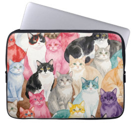 Cats in Multicolour laptop case Fodral