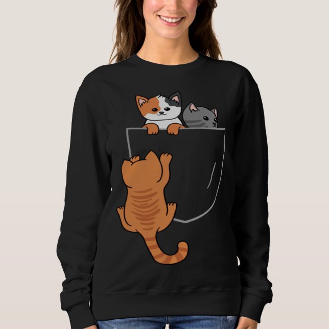 Cats In The Pocket Breast Pocket Animal  Cats T Shirt (Framsida)