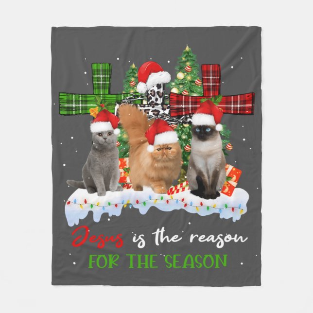 Cats Jesus är orsak till säsongsjulen Ugly Fleecefilt (Framsidan)