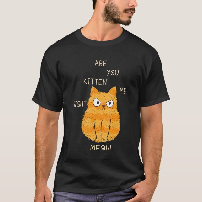 Cats Joke Are You Kitten Me Right Meow Cat Dad And T Shirt (Framsida)