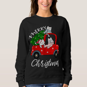 Cats julafton Shirt Träd på Red Lastbil Cat jul tr T