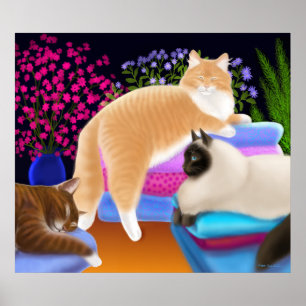 Cats Kärlek Clean Tvätt Poster