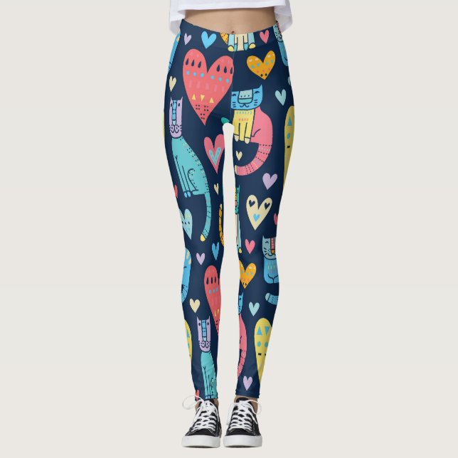 Cats Kärlek: Färglös Vintage Sömlös Leggings (Framsida)