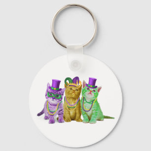 Cats Kitten Kattunge Mardi Gras Festival Party Cat Nyckelring