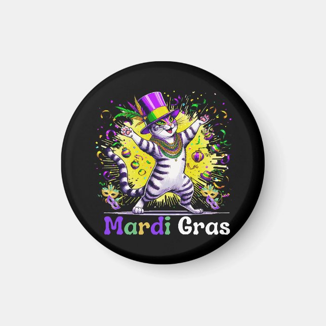 Cats Kitten Kattunge Mardi Gras Festival Party Magnet (Framsidan)