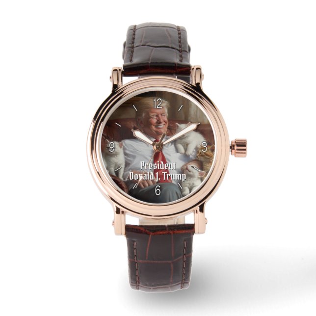 Cats Kittens President Donald J. Trump Funny 2024 Armbandsur (Framsida)