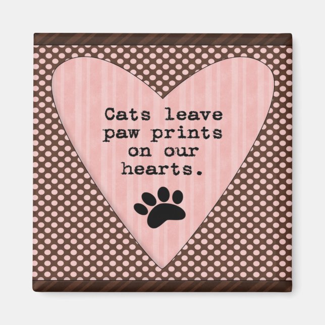 Cats lämna Tass avtryck på vår Hearts Fridge Magne Magnet (Framsidan)