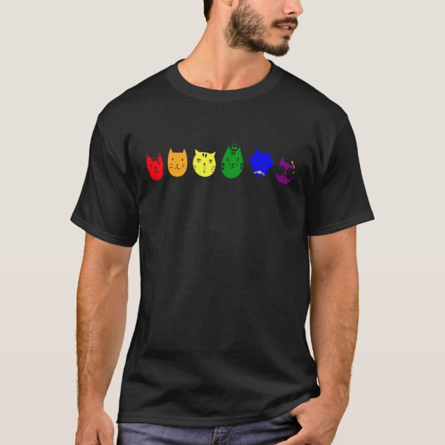 Cats LGBT Flag Gay Pride Transgender Rainbow Lesbi T Shirt (Framsida)