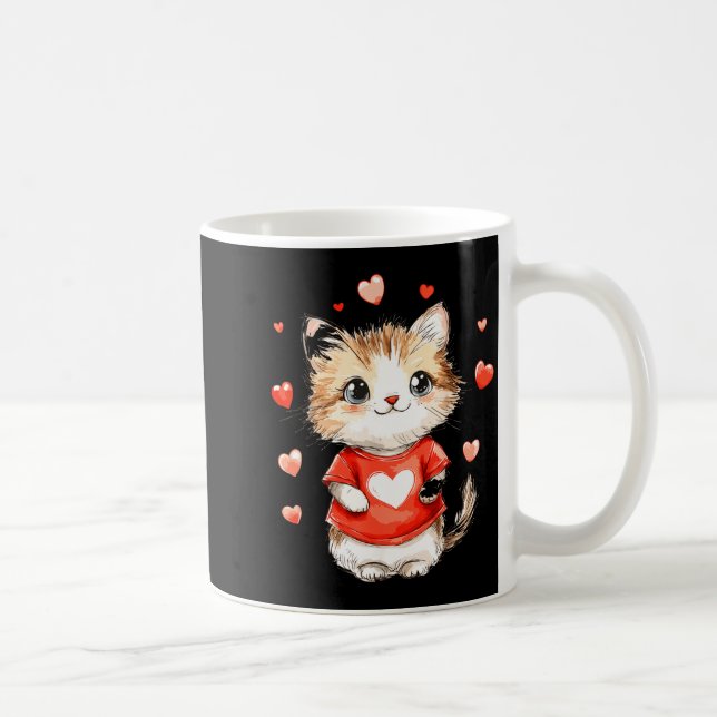 Cats Lover Heart Girls Kitten Valentine’s Day Wome Kaffemugg (Höger)