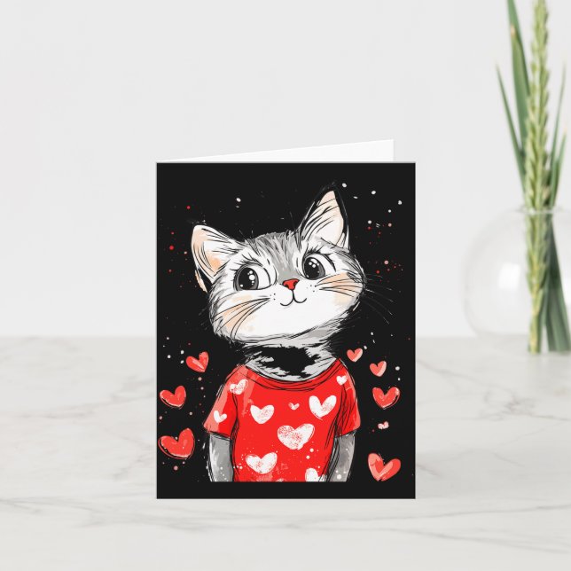 Cats Lover Heart Girls Kitten Valentine’s Day Wome Kort (Framsida)