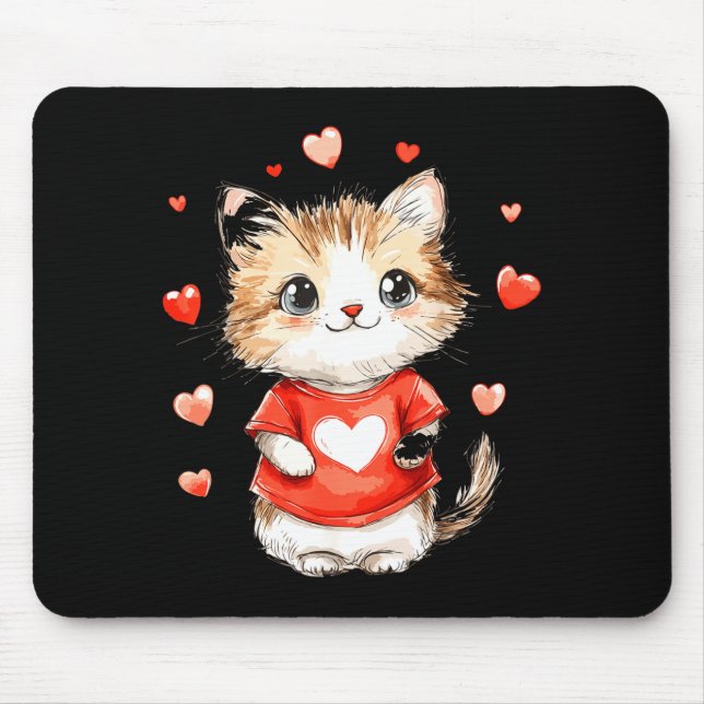 Cats Lover Heart Girls Kitten Valentine’s Day Wome Musmatta (Framsidan)