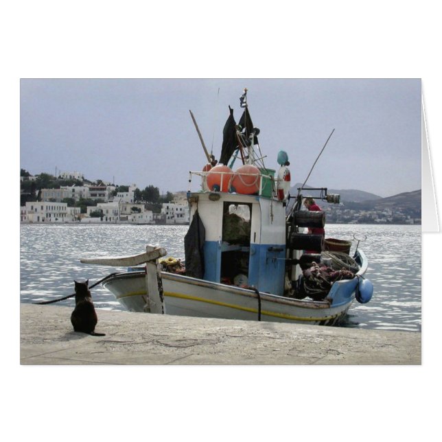 Cats Lunchboat Hälsningskort (Framsidan Horizontal)