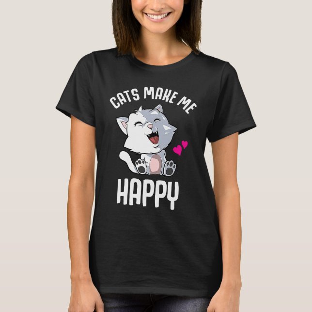 Cats Lycklig T Shirt (Framsida)