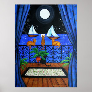 Cats Magic Night Nite Magic Poster