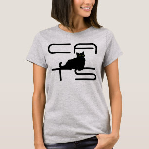 ’CATS’ med tiggande svart kattsilhuett T-Shirt