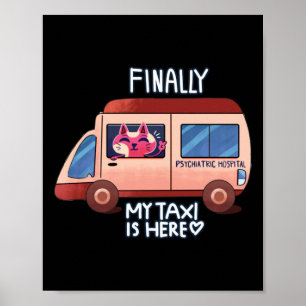 Cats Memine Cute Memme Min Taxi är här! Fäst Poster